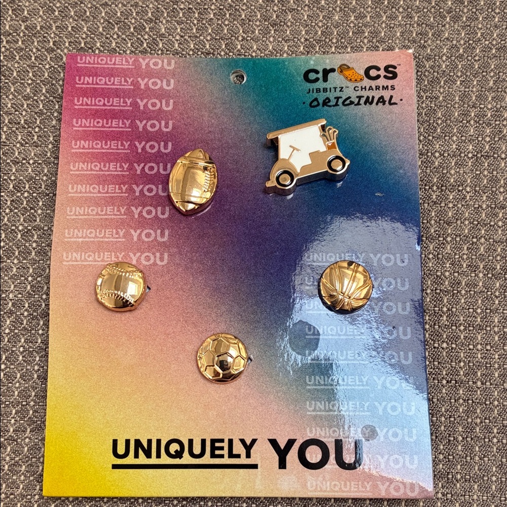 CROCS Jibbitz Gold Sports Charms Set